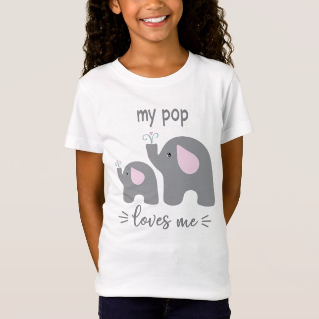 My Pop Loves Me - Elephant Shirt for Kids (Front)