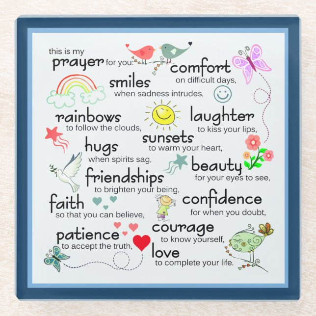 My Prayer For You Blessings Glass Coaster (Front)