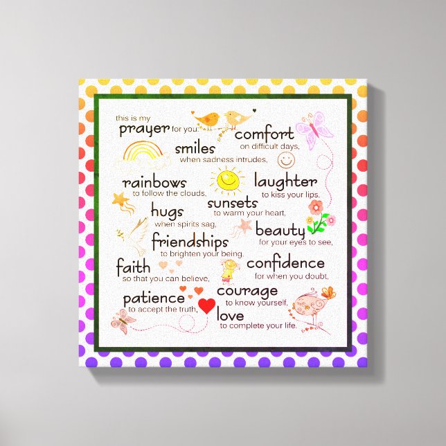 My Prayer For You Poem Canvas Print (Front)