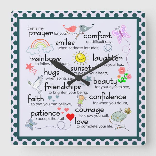 My Prayer For You Square Wall Clock (Front)