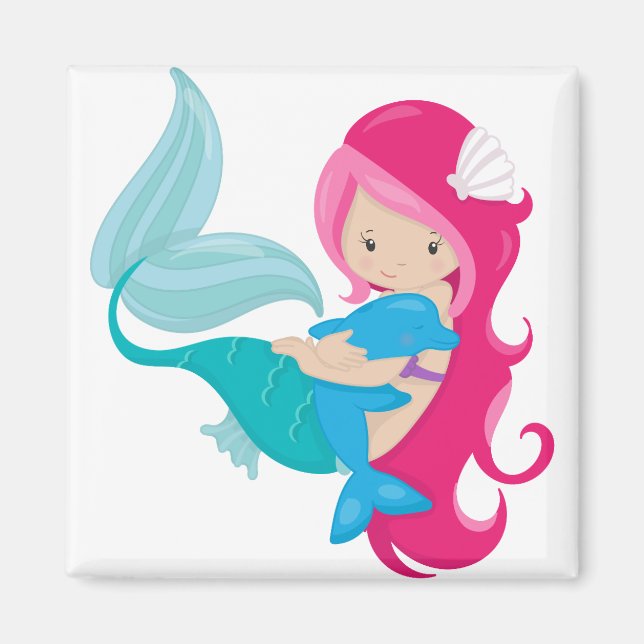 My Pretty Mermaid and Dolphin Magnet (Front)