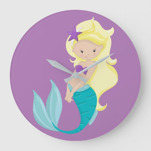 My Pretty Mermaid  Large Clock (Front)