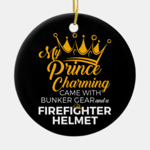 My Prince Charming Firefighter Wife  Ceramic Tree Decoration
