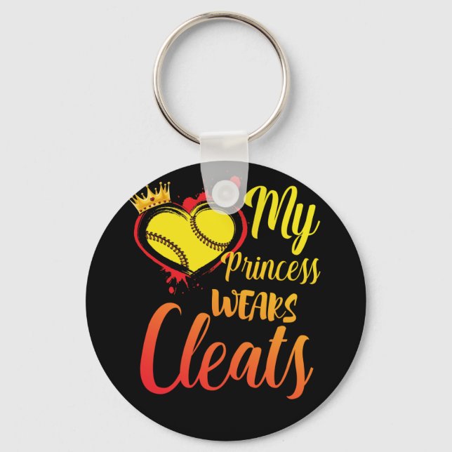 My Princess Wears Cleats Softball Mom Baseball Key Ring (Front)