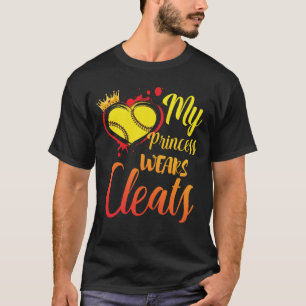 My Princess Wears Cleats Softball Mum Baseball T-Shirt