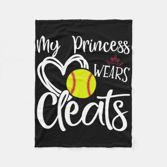 My Princess Wears Cleats Softbyll Player Girls Sof Fleece Blanket (Front)