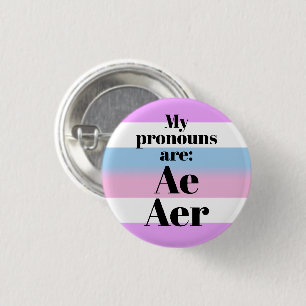 My pronouns are: Ae Aer - bigender flag 3 Cm Round Badge