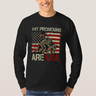 My Pronouns Are Usa 4th Of July American Flag Tie T-Shirt