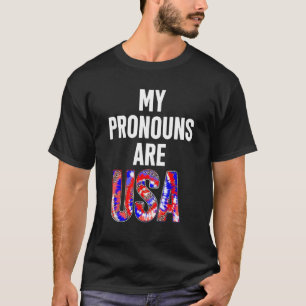My Pronouns Are Usa 4th Of July American Flag Tie  T-Shirt