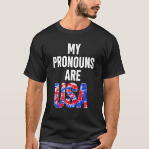 My Pronouns Are Usa 4th Of July American Flag Tie T-Shirt