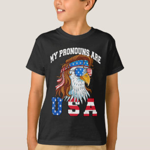 My Pronouns Are Usa Eagle American Funny 4th Of Ju T-Shirt