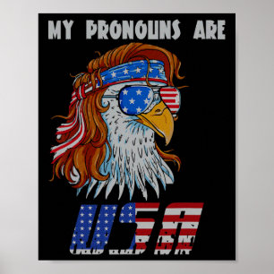 My Pronouns Are Usa Flag George Washington America Poster