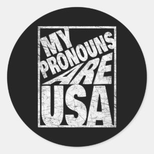 My Pronouns Are Usa For All American Families Classic Round Sticker