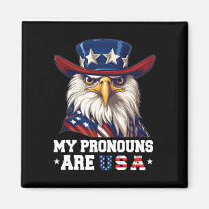 My Pronouns Are Usa Funny Eagle 4 July American  Magnet