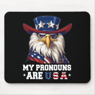My Pronouns Are Usa Funny Eagle 4 July American Mouse Pad