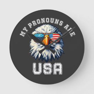 My Pronouns Are USA Round Clock