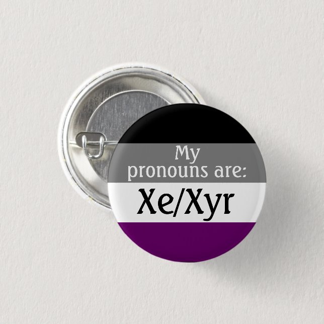 My pronouns are: Xe/Xyr - asexual/ace flag 3 Cm Round Badge (Front & Back)
