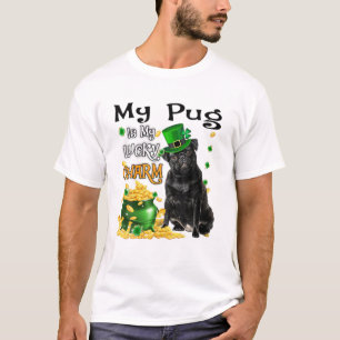 My Pug Is My Lucky Charm Cute Black Pug Dog Patric T-Shirt