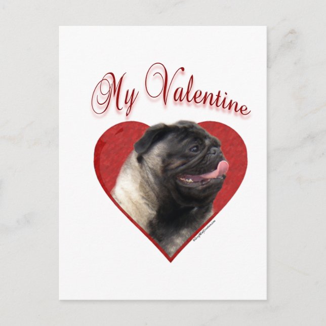 My Pug Valentine Holiday Postcard (Front)