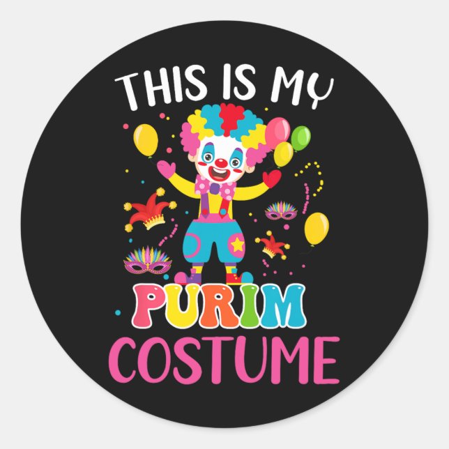 My Purim Costume Mardi Gras Clown Funny Parades Pa Classic Round Sticker (Front)