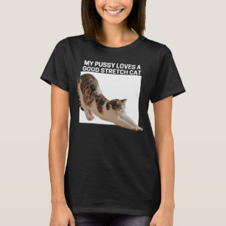 My Pussy Loves a Good Stretch Cat, Funny Gag Gift T-Shirt