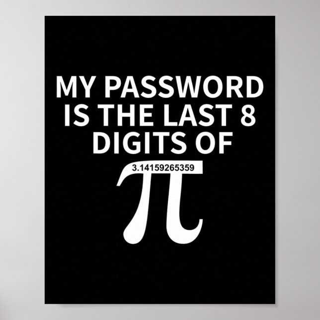 My Pword Is The Last 8 Digits Of Pi Pi Approximati Poster (Front)