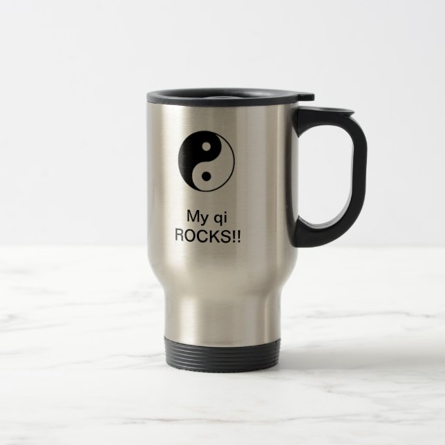 My qi ROCKS! Travel Mug (Right)