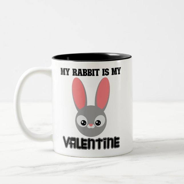 My Rabbit Is My Valentine  Two-Tone Coffee Mug (Left)