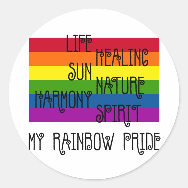 My Rainbow Pride Round White Sticker (Front)