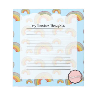 My Random Thoughts, Customisable Kawaii Rainbow Notepad