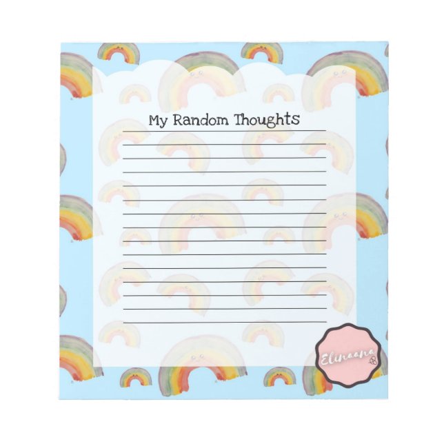 My Random Thoughts, Customisable Kawaii Rainbow Notepad (Front)
