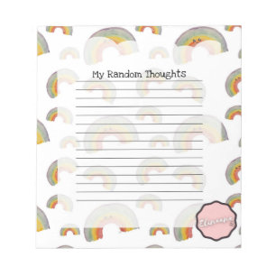 My Random Thoughts, Customisable Kawaii Rainbow Notepad
