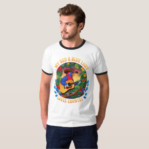 My Red and Blue Lory Loves Country T-Shirt