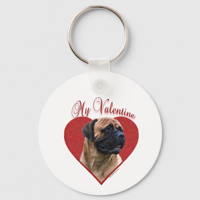 My Red Bullmastiff Valentine Key Ring (Front)