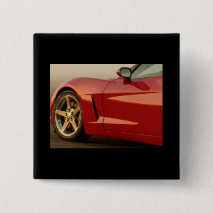My Red Corvette 15 Cm Square Badge