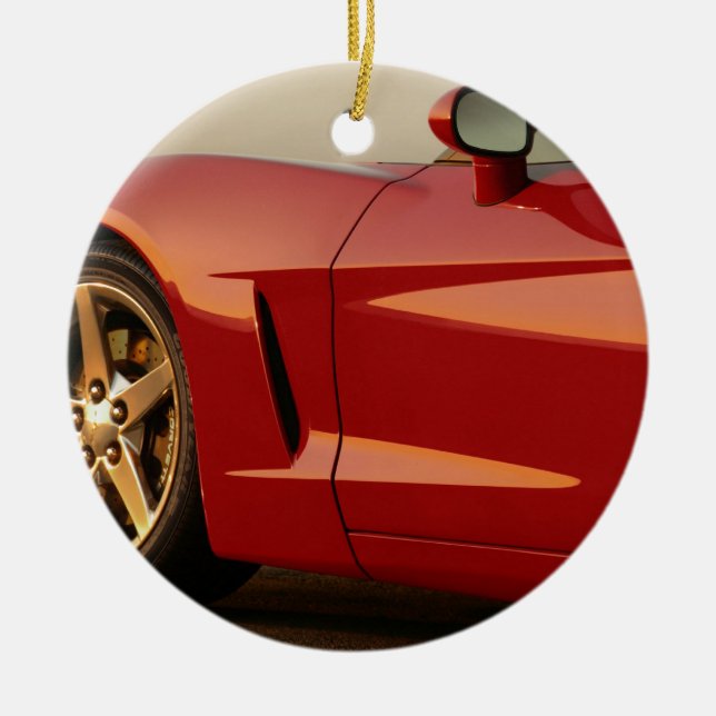My Red Corvette Ceramic Tree Decoration (Front)