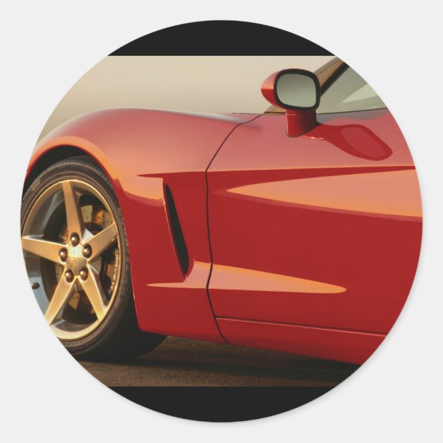 My Red Corvette Classic Round Sticker (Front)