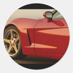 My Red Corvette Classic Round Sticker