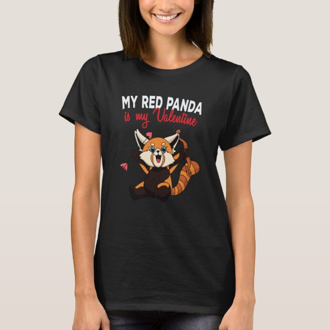 My Red Panda Is My Valentine Panda Bear Cupid Vale T-Shirt (Front)
