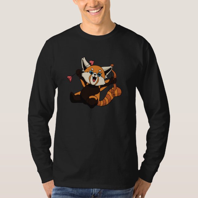 My Red Panda Is My Valentine Panda Bear Cupid Vale T-Shirt (Front)