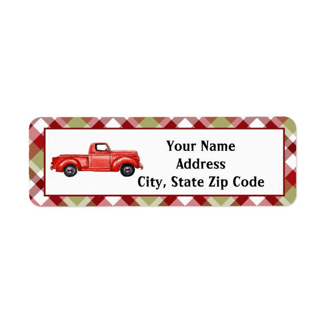 My Red Pick Up Truck Return Address Label (Front)