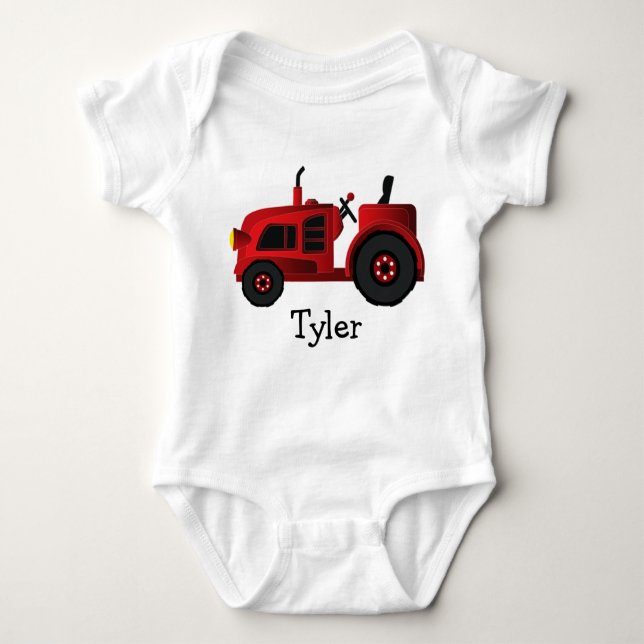 My Red Tractor Too Baby Bodysuit (Front)