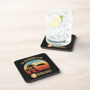 My Retirement Plan Bitcoin Beach Sunset Coaster