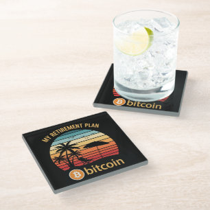 My Retirement Plan Bitcoin Beach Sunset Glass Coaster