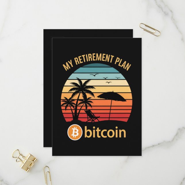 My Retirement Plan Bitcoin Beach Sunset Invitation Postcard (Front/Back In Situ)
