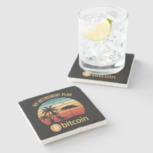 My Retirement Plan Bitcoin Beach Sunset Stone Coaster