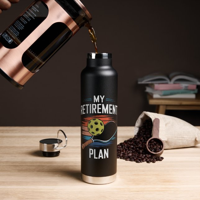 My Retirement Plan Pickleball Player Water Bottle (Coffee (Rotated))