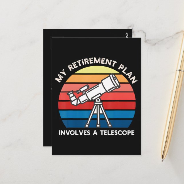 My Retiret Plan Involves A Telescope Postcard (Front/Back In Situ)