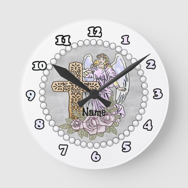 My Roses Cross angel Clock (Front)
