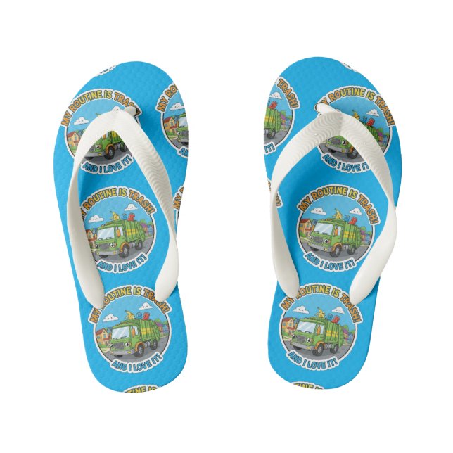 "My Routine is Trash" Garbage Truck Kid's Jandals (Footbed)
